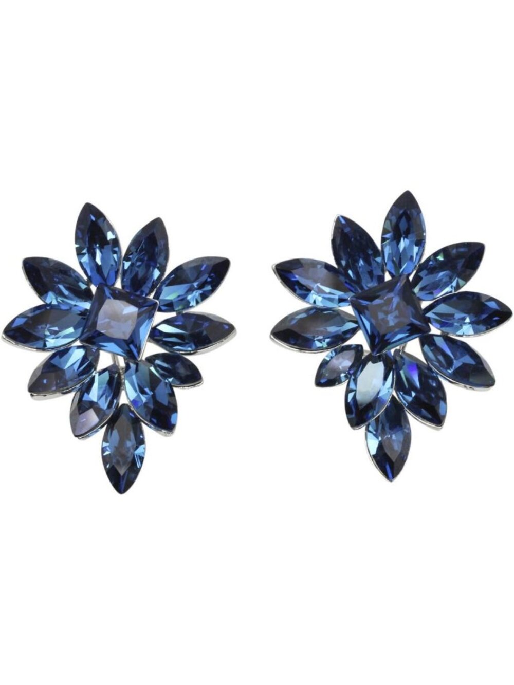 Stunning Big Crystal Floral Cluster Clip-On Earrings for Elegant Style